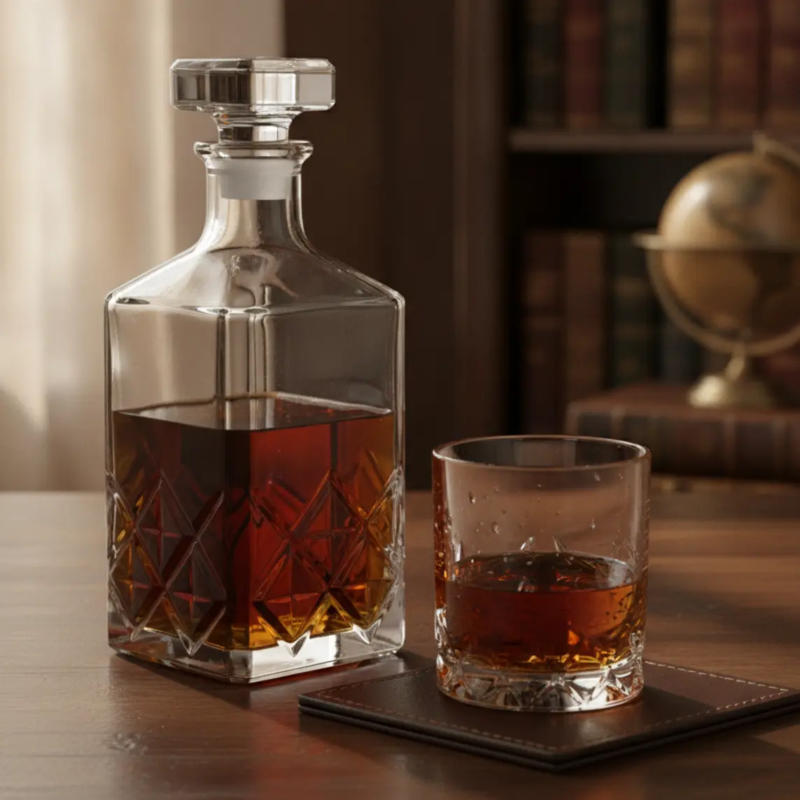 Crystal decanter for daily tasting reserve