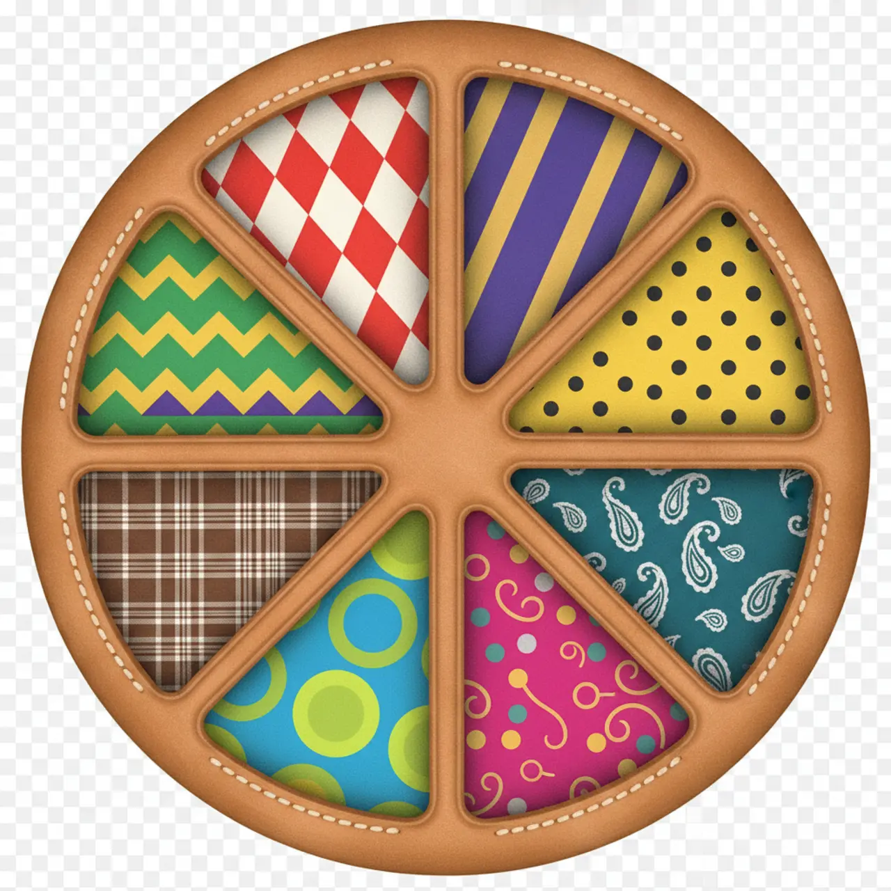 A leather-stitched horse racing wheel